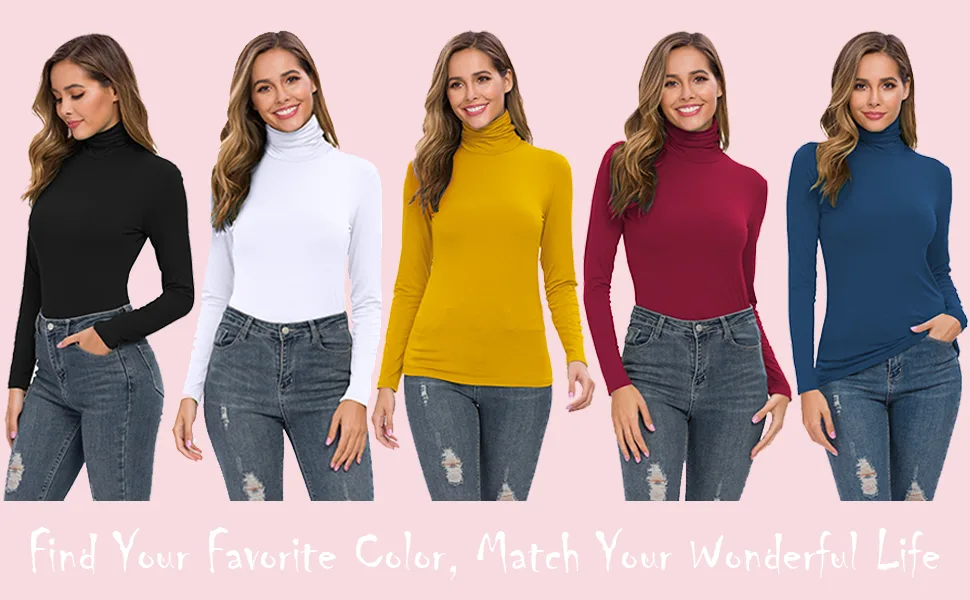 AUHEGN Women's Long Sleeve Lightweight Turtleneck Top Slim Fit Pullover T-Shirt (S-XXL) X-Large Mustard - MORE COLORS AVAILABLE