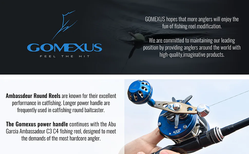 GOMEXUS Power Handle for Abu Garcia Ambassadeur C3/C4/S/SX 5000-6600 Round Reel Catfishing Handle For Ambassadeur C4 - GOMEXUS Power Handle for Abu Garcia