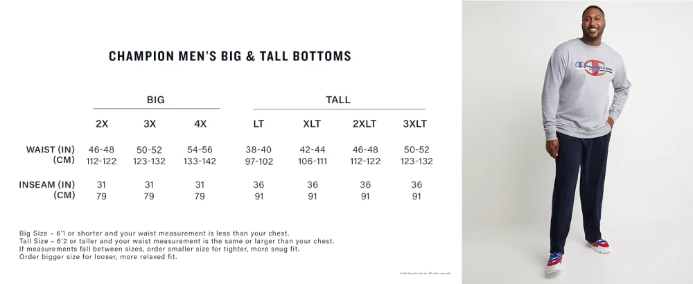 Champion Men's Powerblend Relaxed Bottom Sweatpants,Best Sweatpants for Men(Reg. or Big & Tall) Big & Tall Large Tall Navy C Patch Logo - Champion B&amp;amp;T Bottoms