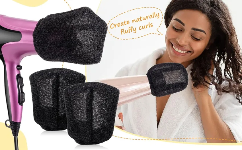 Noverlife 2PCS Hair Dryer Sock Diffuser Cover, Sponge Hair Dryer Diffuser Cover, Soft Hair Dryer Mitten Diffuser, Universal Hair Dryer Hot Sock Diffuser, Diffuser Sock with Elastic Band for Hair Dryer - P23368-A02