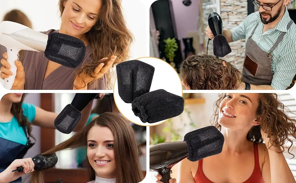 Noverlife 2PCS Hair Dryer Sock Diffuser Cover, Sponge Hair Dryer Diffuser Cover, Soft Hair Dryer Mitten Diffuser, Universal Hair Dryer Hot Sock Diffuser, Diffuser Sock with Elastic Band for Hair Dryer - P23368-A08