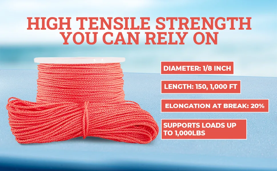 SGT KNOTS Polyethylene Arborist Throw Line Rope - Tree Guide Rope - 1/8 inches for Outdoor Use  Orange (150ft) - Polyethylene Line for Tree Climbing 150 ft - Arborist Throw Line Rope