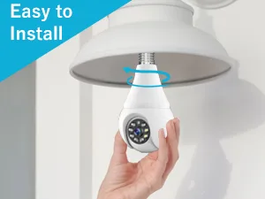 WOOLINK 2K Wireless Light Bulb Security Camera - 2.4Ghz WiFi Light Bulb Camera for Home Security, Smart Surveillance Camera Bulb, Color Night Vision, Motion Detection, Cloud/SD Card Storage - Install