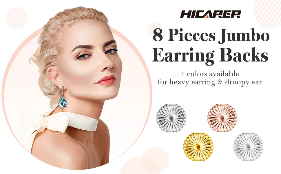 8 Pieces Earring Backs for Droopy Ears Large Earring Backs for Studs Replacement Secure Earring Lifters for Heavy Earring (Silver,9 mm) 9 mm Silver - product information 1