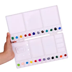 Transon Paint Palette Box 33 Wells for Mixing Gouache, Acrylic and Oil Paint with 1 Paint Brush - gouache palette
