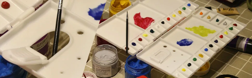 Transon Paint Palette Box 33 Wells for Mixing Gouache, Acrylic and Oil Paint with 1 Paint Brush - product information 20