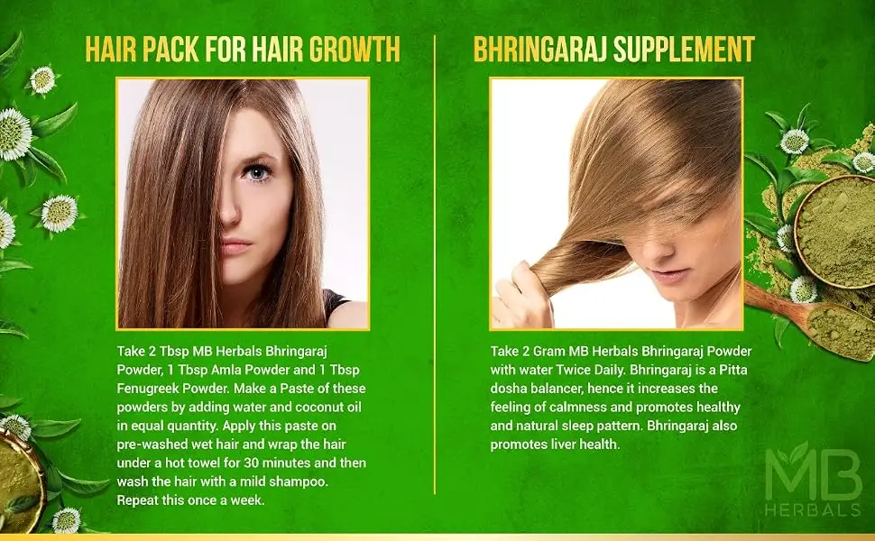 MB Herbals Pure Bhringraj Powder 100 Grams | Pure Bhringaraj Eclipta Alba Powder | Hair Growth - Bhringaraj Powder 2