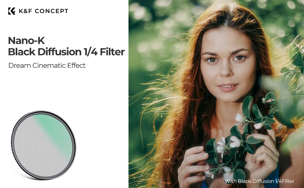 K&F Concept 52mm Black Diffusion 1/4 Filter Mist Cinematic Effect Filter with 18 Multi-Layer Coatings for Video/Vlog/Portrait Photography (K-Series) - product information 1