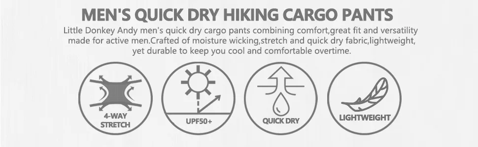 Little Donkey Andy Men's Quick Dry UPF 50+ Cargo Pants, Stretch Lightweight Outdoor Hiking Pants Coffee Small - product information 12