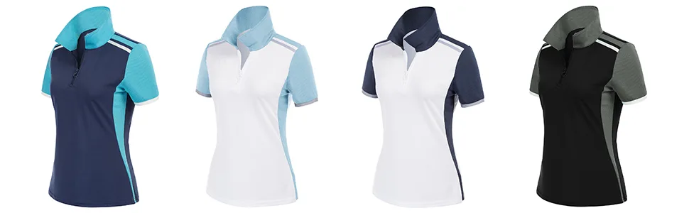 JACK SMITH Womens Short Sleeve Golf Shirts Dry Fit Moisture Wicking Polo Shirts Navy + Blue Large - product information 13