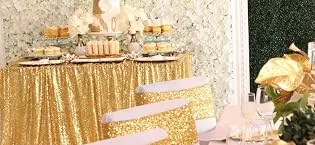 Gold Sequin Backdrop Curtain Panels Stage 2 Pieces 2FTx8FT Wedding Party Background Drapes 2 pcs-2ftx8ft Gold - gold tablecloth