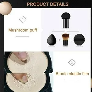 CC Cream Foundation, Mushroom Head Air Cushion CC Cream, BB Cream, Long Lasting Moisturizing Concealer, Moisturizing BB Cream Makeup Base Primer with Mushroom Makeup Sponge Nude - product information 4