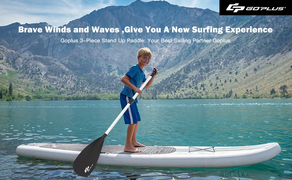 Goplus Adjustable Surf & SUP Paddle, 3-Piece Aluminum Alloy, Stand Up Paddleboard Paddles for Kayak Boat, Blcak 1-piece - Goplus paddle