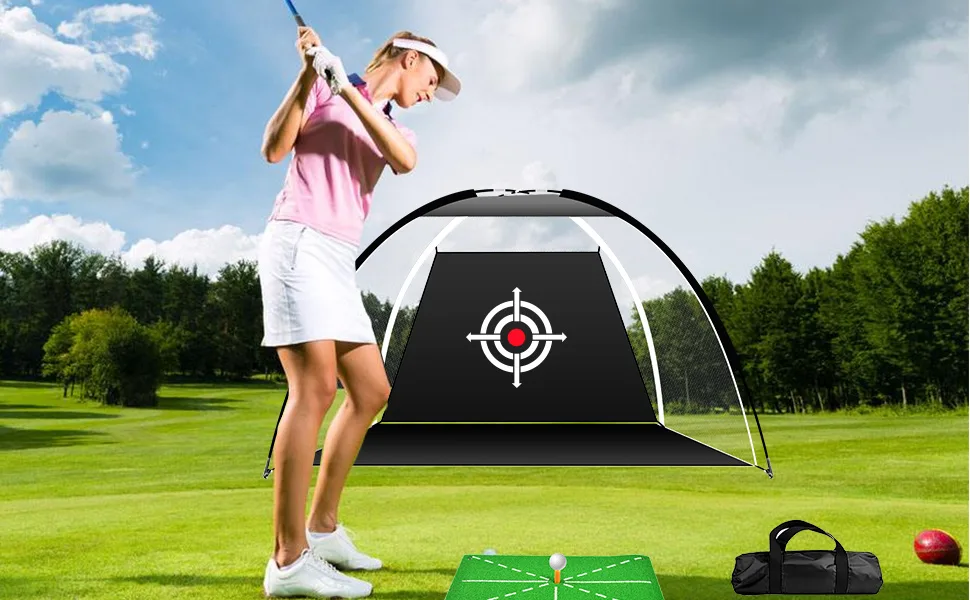 ASENVER White Golf Practice Net Set Golf Nets for Backyard Driving Golf Net with Hitting Mat Target Cloth and Carrying Bag Black, 6.6x4.4 FT - product information 2