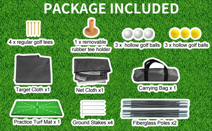 ASENVER White Golf Practice Net Set Golf Nets for Backyard Driving Golf Net with Hitting Mat Target Cloth and Carrying Bag Black, 6.6x4.4 FT - product information 4