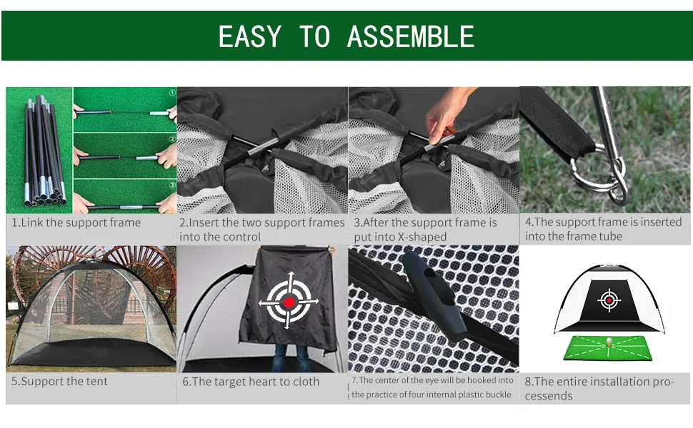 ASENVER White Golf Practice Net Set Golf Nets for Backyard Driving Golf Net with Hitting Mat Target Cloth and Carrying Bag Black, 6.6x4.4 FT - product information 5