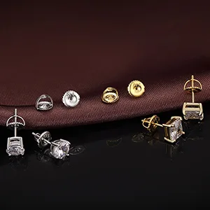 4-Pairs Screw Earring Backs,18K Gold Plated Sterling Silver Screw on Earring Backs Replacements for Diamond Earring Studs, Hypoallergenic Secure ScrewBacks for Threaded Post .032" White Gold 4 Pairs - screw earring backs