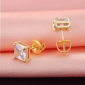 4-Pairs Screw Earring Backs,18K Gold Plated Sterling Silver Screw on Earring Backs Replacements for Diamond Earring Studs, Hypoallergenic Secure ScrewBacks for Threaded Post .032" White Gold 4 Pairs - screw earring backs