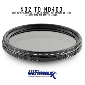 49mm ND Filter Ultimaxx 49mm ND2-ND400 Fader Variable Neutral Density Adjustable Lens Filter Dynamic ND Filter Optical Glass - Ultimaxx 49MM VARIABLE NEUTRAL DENSITY FILTER ND2-ND400