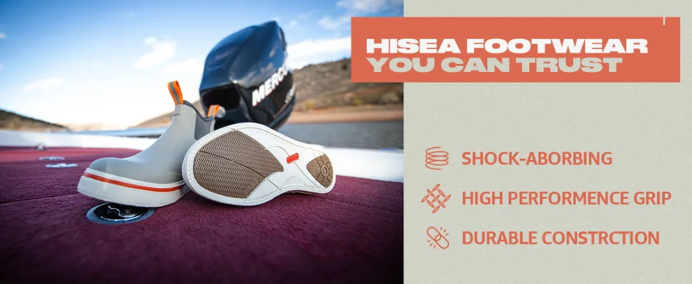 HISEA Men's Deck Boots Saltwater Fishing Booties Waterproof Ankle Rain Boots High Traction 11 Grey - deck boots for men