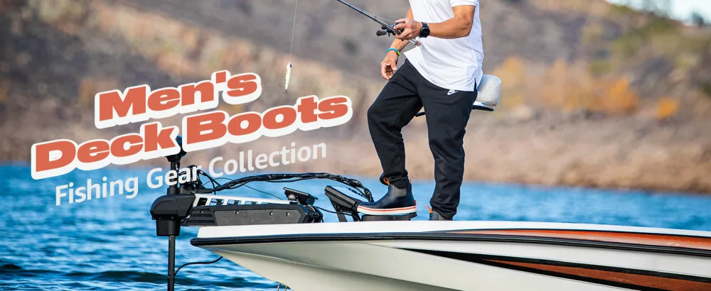 HISEA Men's Deck Boots Saltwater Fishing Booties Waterproof Ankle Rain Boots High Traction 11 Grey - mens deck boots