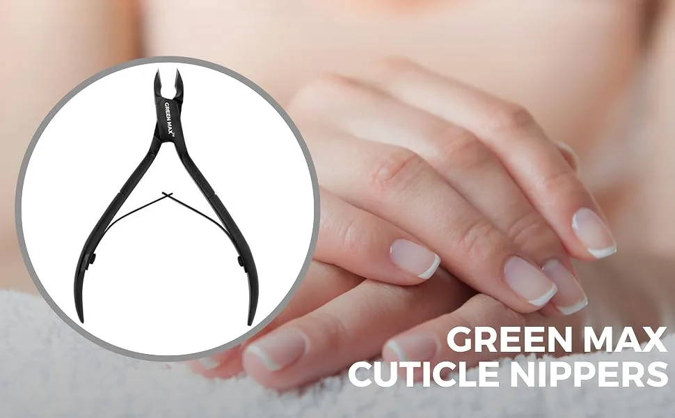 Green Max Cuticle Nippers-Nail Clippers-Sharp Cuticle Cutters -Professional Stainless Steel Cuticle Remover Pedicure Manicure-Anti Rust & Washable Trimmers (Black) - Cuticle Nippers