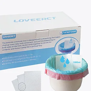 Commode Liners Pads(60Pads+60Bags) Disposable Commode Liners,with Super Absorbent Pad,Fit All Standard Toilet Chair Bucket,Keep The Liquid Under Control,No Leaks Reduces Odor - 60 pads+60 bags