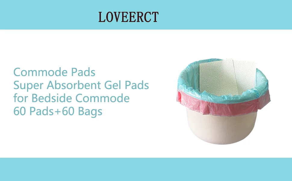 Commode Liners Pads(60Pads+60Bags) Disposable Commode Liners,with Super Absorbent Pad,Fit All Standard Toilet Chair Bucket,Keep The Liquid Under Control,No Leaks Reduces Odor - Commode Pads