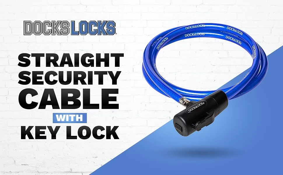 DocksLocks Anti-Theft Weatherproof Straight Security Cable with Key Lock for Kayaks, Bicycles, Paddleboards, Equipment and More 5ft - DocksLocks 350 Banner 1