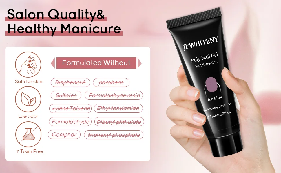 JEWHITENY Poly Extension Gel Nail Kit -14 PCS Poly Gel With Mini Nail Lamp Poly Nail Gel Kit with Slip Solution Basic Poly Gel Nail Art Tools Nail Art Design Beginner Kit 14 poly Mini lamp set1 - poly gel nail kit