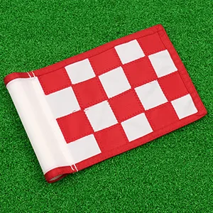 Golf Flag,Green Golf Flags,Solid Nylon and Checkered Training Golf Putting Green Flags, Indoor Outdoor Backyard Garden Portable Golf Target Flags,8.7inch*6inch (White-Red) - golf flags checkered golf flag red white mini size golf for backyard putting green golf small flag