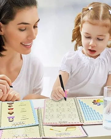 Magical Handwriting Workbooks Practice Copybook, Magic Calligraphy That Can Be Reused Handwriting Copybook Tracing Book (A4+Enlarged 4books+Pens) - Magical Handwriting Workbooks Practice Copybook, Magic Calligraphy That Can Be Reused Handwriting