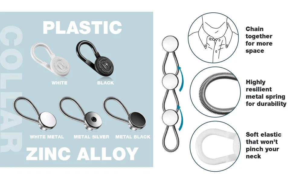 WILLBOND 24 Pieces Collar Extenders Elastic Button Extender Neck Extenders for Shirt Pants Dress Trouser Favors - product information 2