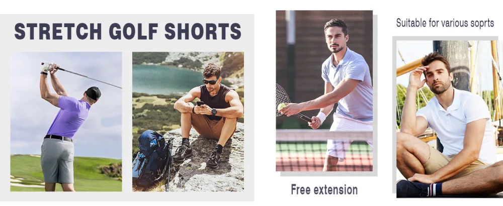 Rdruko Men's Golf Shorts Stretch Quick Dry 9" Work Casual Shorts with 5 Pockets Navy 34 - mens stretch golf shorts