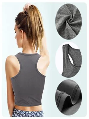 Boao 4 Pieces Basic Crop Tank Tops Sleeveless Racerback Crop Sport Top for Women Black, White, Army Green, Coffee Medium - product information 2