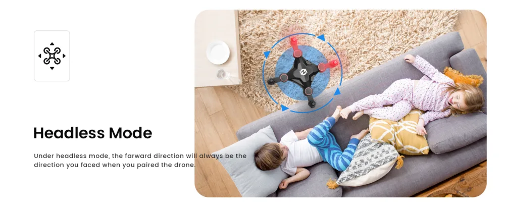 Holy Stone HS190 Foldable Mini Nano RC Drone for Kids Gift Portable Pocket Quadcopter with Altitude Hold 3D Flips and Headless Mode Easy to Fly for Beginners Black - Headless mode
