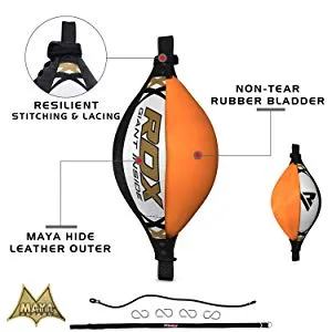 RDX Double End Speed Ball Maya Hide Leather Boxing Ball Dodge Speed Bag Punching MMA Training Workout Floor to Ceiling Rope - product information 12