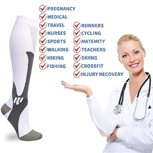 4 Pairs Compression Socks for Men and Women 20-30 mmHg Compression Stockings Black+Blue+White+Red XX-Large-3X-Large - compression socks