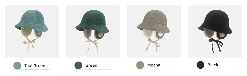 Corduroy Earmuff Bucket Hat Sunny Ear Flaps Chin Strap Trapper Trooper Hat Beige - sunny