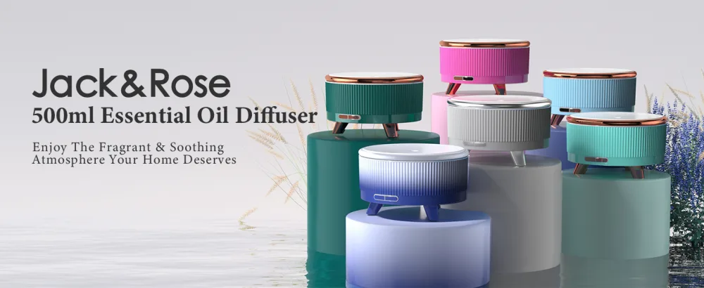 Diffusers for Essential Oils Large Room, 500ml Aromatherapy Diffuser,7 Colors Changed Grey - Essential Oil Diffuser
