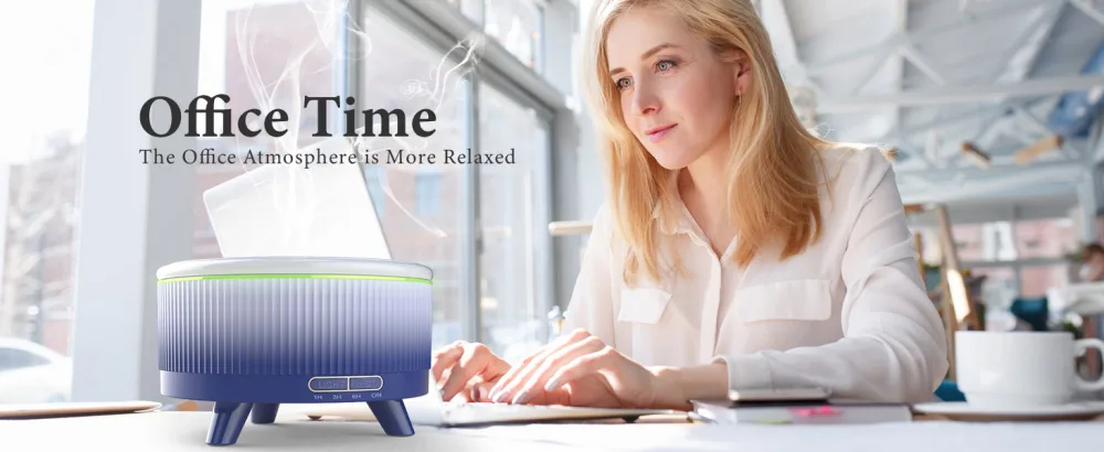 Diffusers for Essential Oils Large Room, 500ml Aromatherapy Diffuser,7 Colors Changed Grey - Gradient - Dark Blue