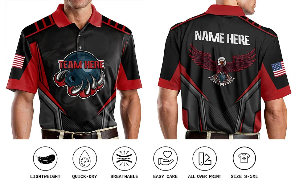 LASFOUR Personalized Funny Bowling Shirts for Men, Men's Bowling Polo Shirts Short Sleeve, Crazy Bowling Team Shirts for Men Style3 - custom bowling shirts