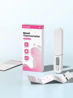 Femometer Basal Body Thermometer, Basal Thermometer for Ovulation, BBT for Fertility Tracking, Soft Backlight and Memory Recall, FM-VC-301(White) - package contents