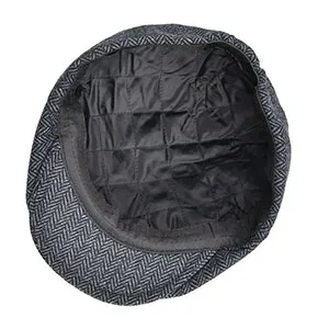 VOBOOM Men Wool Blend Newsboy Cap 8 Panel Hat Tweed Cap Herringbone Cabbie Flat Cap Grey - inner