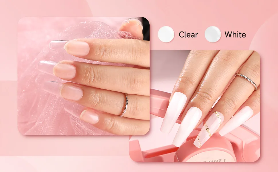 Morovan Poly Extension Gel Nail - 2OZ Poly Nail Gel for Art Nail Poly Gel Set Contain Clear Gel Poly Nail and White Poly Nail Set Professional Poly Gel Nail Colors 60ML Extension Poly Gel for Beginners Builder Nail Gel DIY Salon at Home - Poly Gel Nail Kits