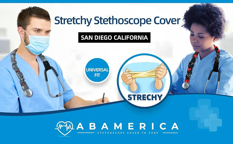 Stretchy Stethoscope Cover Scrunchie, Stretchy Slim Looking Stethoscope Sleeves Universal Fit to All Types of Stethoscopes A14- 1 Pcs Stretchy Rayon - Black - product information 30