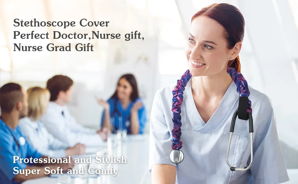 Stretchy Stethoscope Cover Scrunchie, Stretchy Slim Looking Stethoscope Sleeves Universal Fit to All Types of Stethoscopes A14- 1 Pcs Stretchy Rayon - Black - product information 31