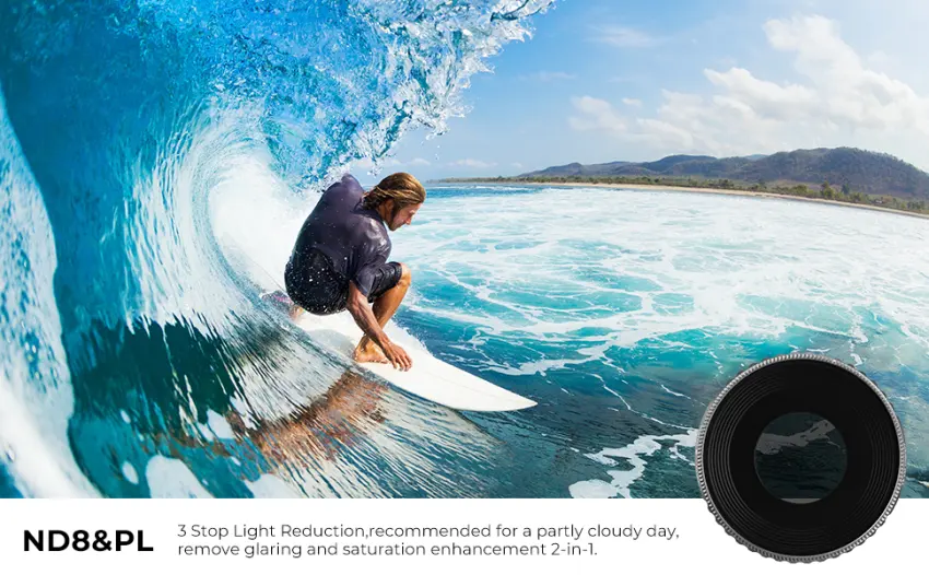 K&F Concept Osmo Action 3 ND8/PL Lens Filter, 28 Multi-Coated Neutral Density & Polarizing Effect 2-in-1 Filter Compatible with DJI Osmo Action 3 ND8&PL - KF01.2128