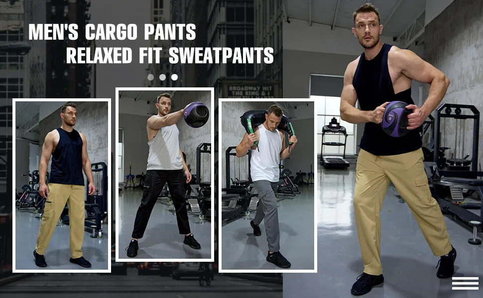 Men's Cargo Pants Relaxed Fit Sport Pants Jogger Sweatpants Drawstring Outdoor Trousers with Pockets 3X Black - Mens cargo pants
