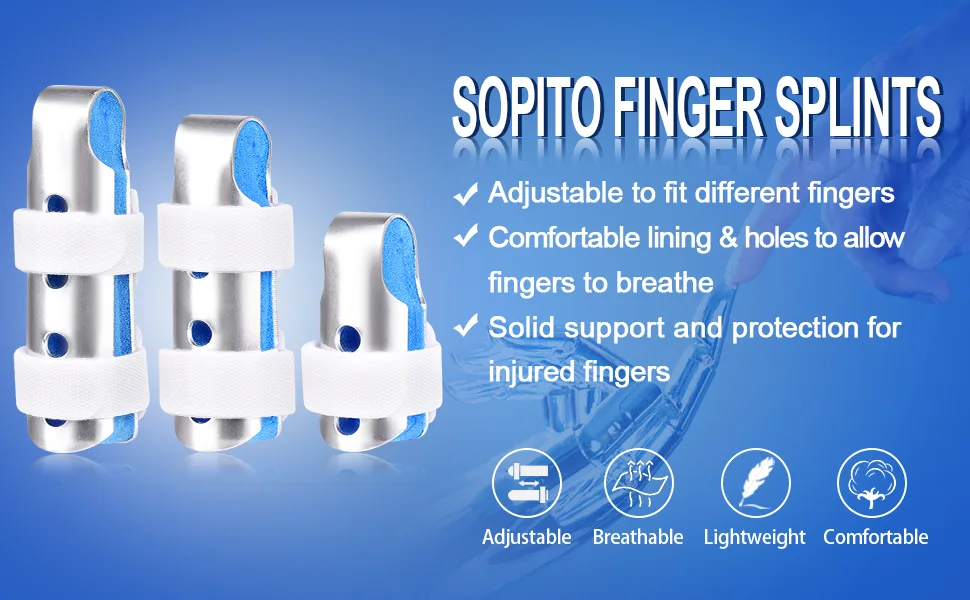 Finger Splint, Sopito 3PCS Finger Support Brace Finger Stabilizer for Broken Fingers Straightening Arthritis Knuckle Immobilization,Blue - Finger Splint_1
